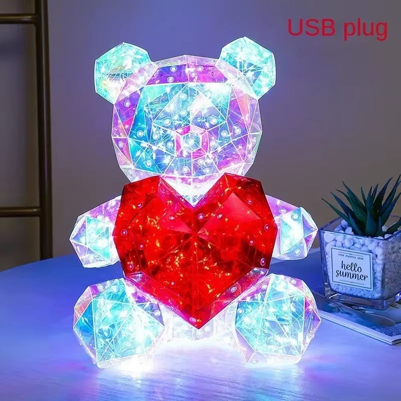 30Cm Teddy Bear Doll Gift Lamp Colorful Sparkling Romantic Surprise LED Gift Light Girls Birthday Valentine'S Day Bedroom Decor