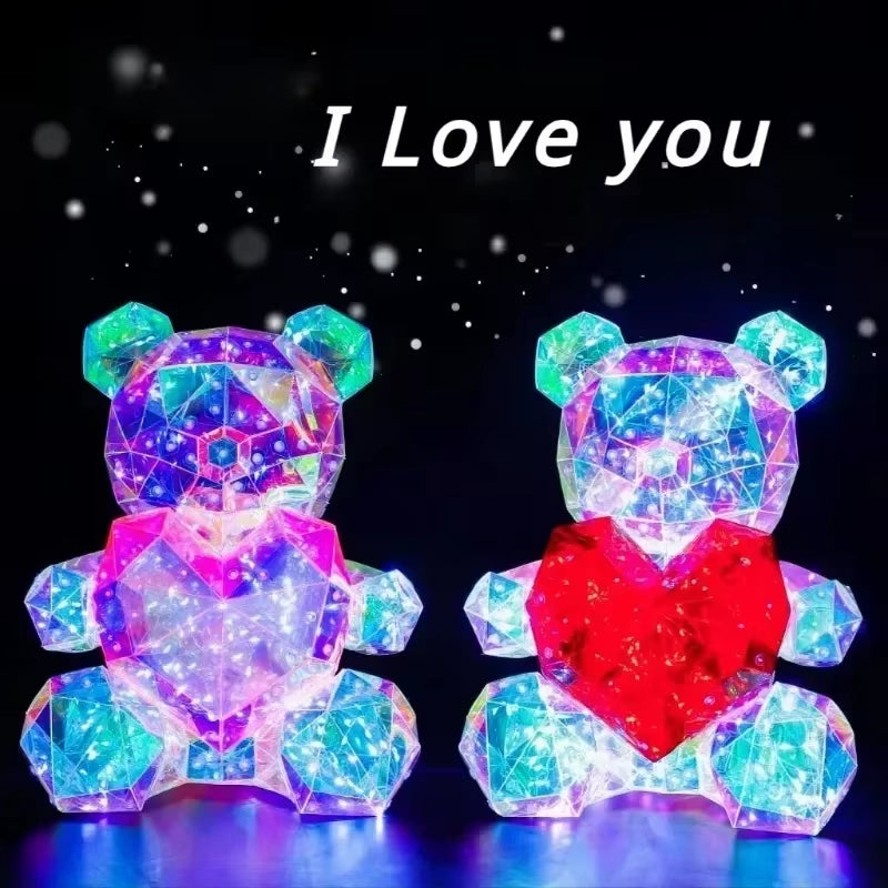 30Cm Teddy Bear Doll Gift Lamp Colorful Sparkling Romantic Surprise LED Gift Light Girls Birthday Valentine'S Day Bedroom Decor