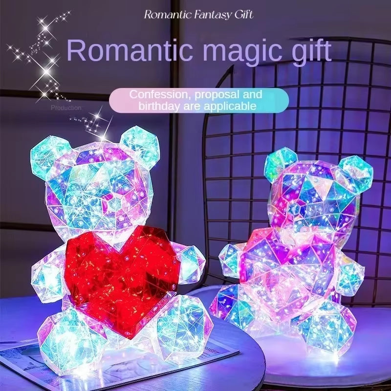 30Cm Teddy Bear Doll Gift Lamp Colorful Sparkling Romantic Surprise LED Gift Light Girls Birthday Valentine'S Day Bedroom Decor