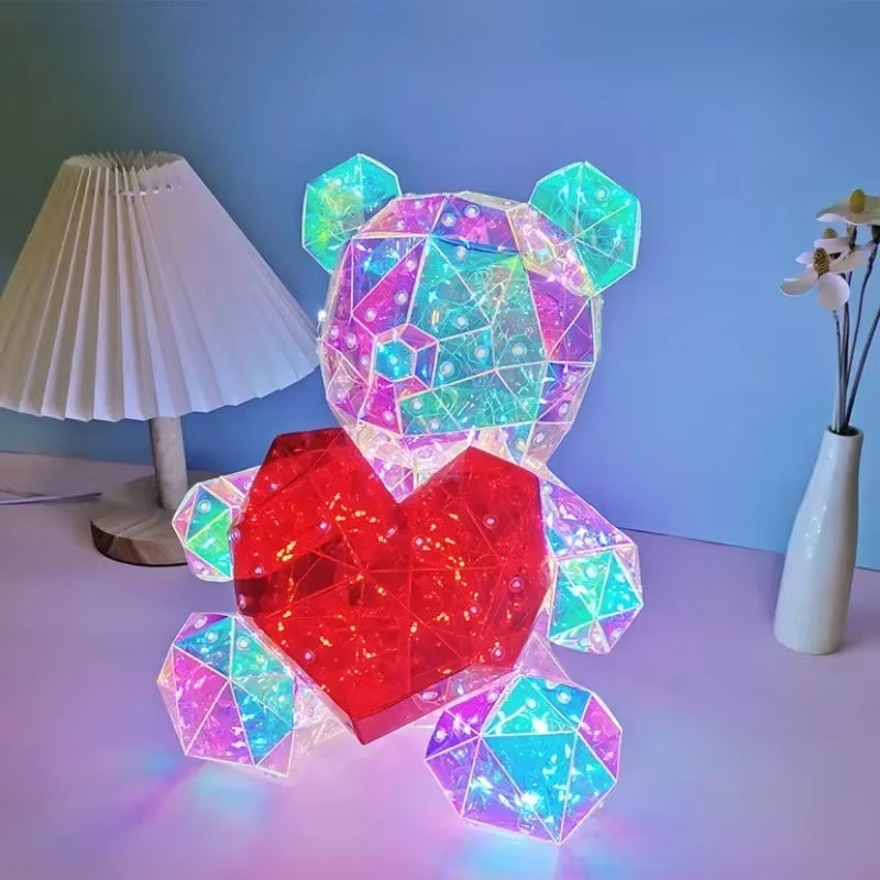 30Cm Teddy Bear Doll Gift Lamp Colorful Sparkling Romantic Surprise LED Gift Light Girls Birthday Valentine'S Day Bedroom Decor